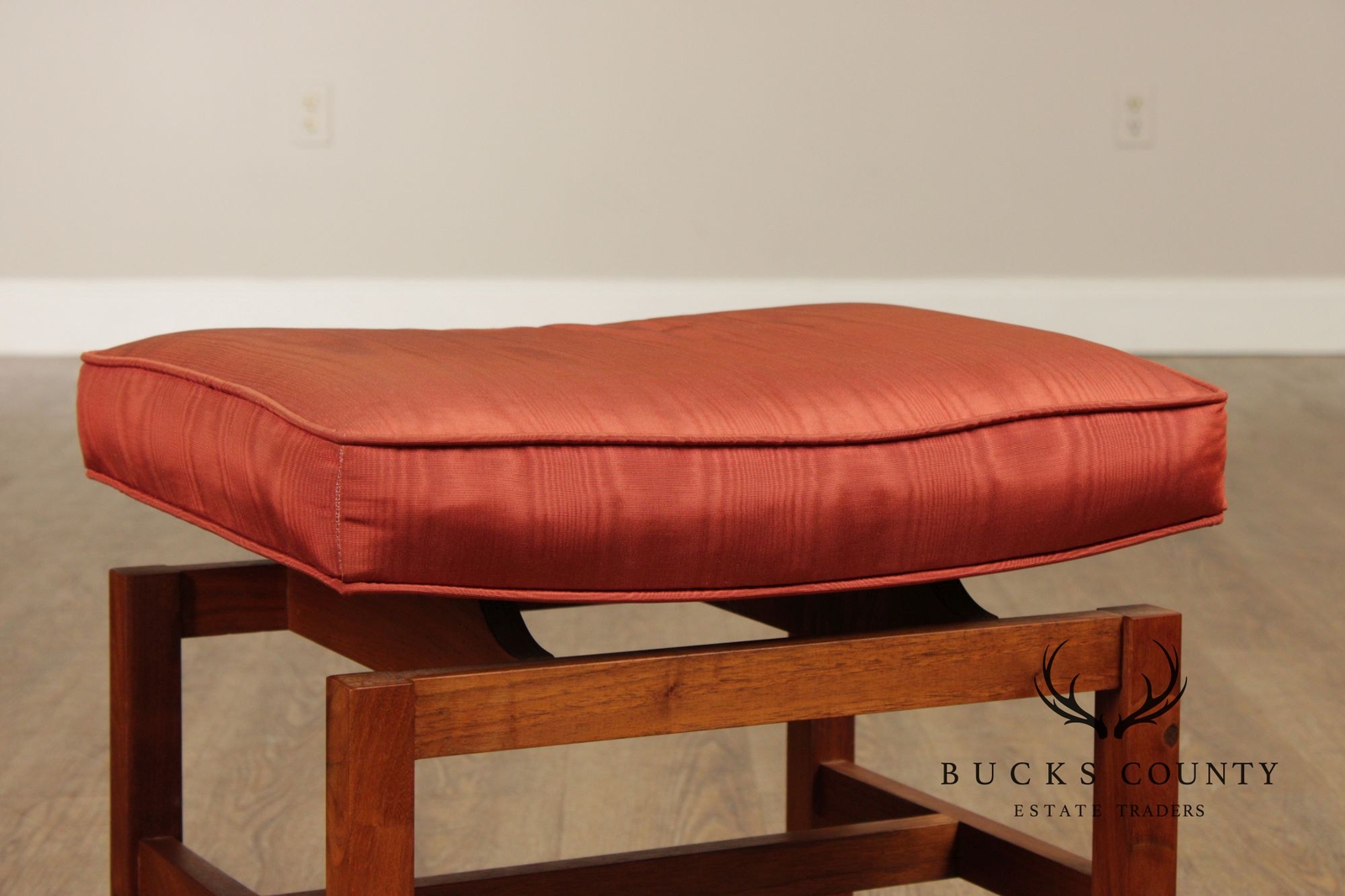 Jens Risom Mid Century Modern Pair Of Walnut Stools