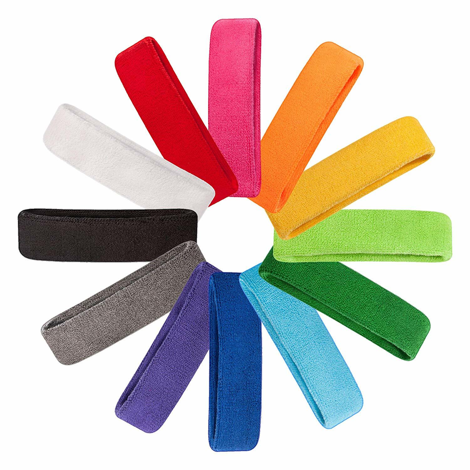 Sweat Headbands - Athletic Cotton Terry Cloth Head Sweatband for Sports Running