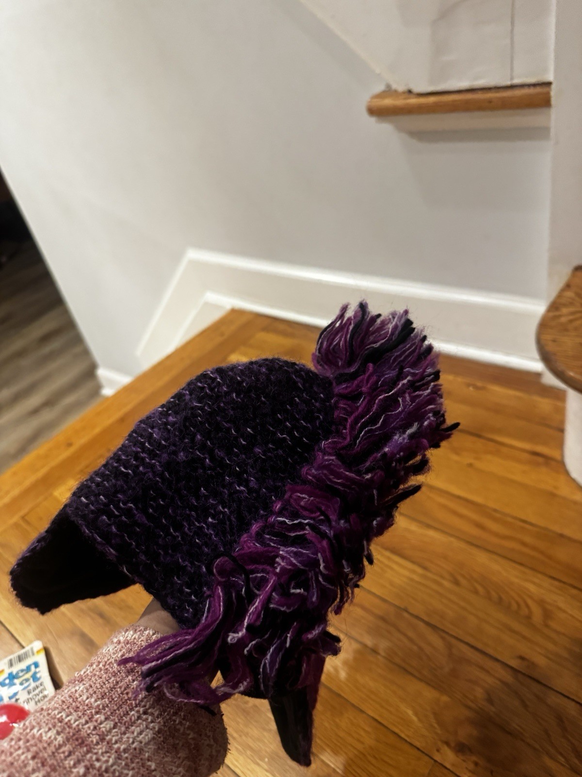 Nirvanna Designs Purple Knit Mohawk Hat Handmade Wool Adult OSFM Nepal