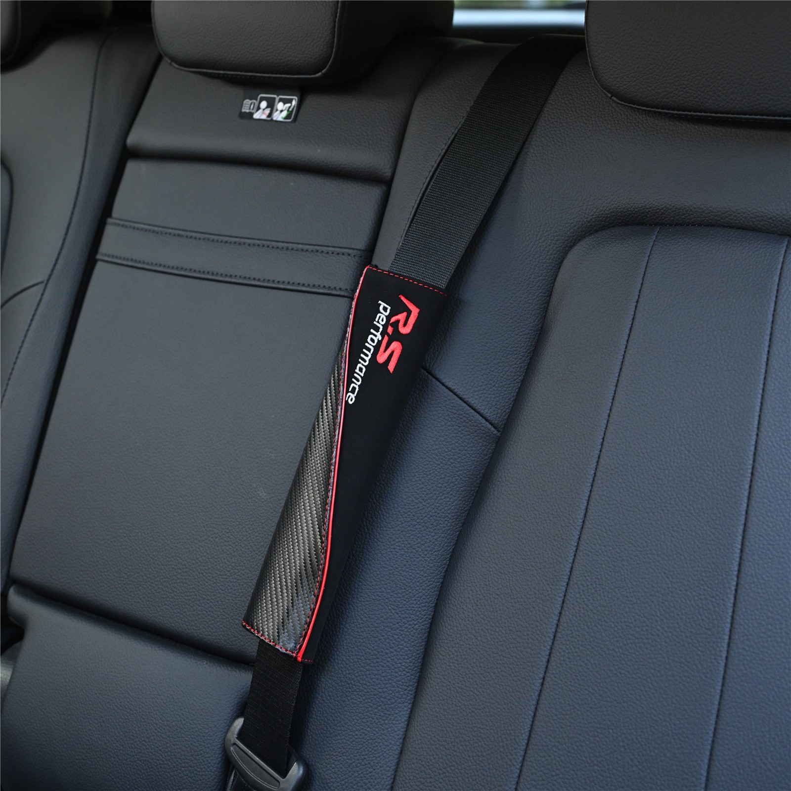 2Pcs Suede Car Seat Belt Cover Pads Carbon Look Shoulder Strap Pad Cushions