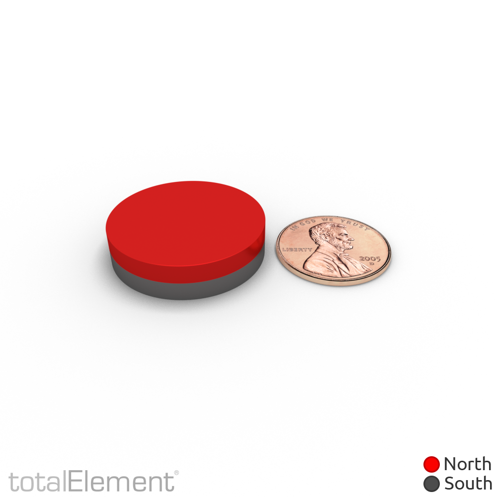 1 x 1/4 Inch Rare Earth Disc Magnets N52 with Black Plastic Coating (5 Pack)