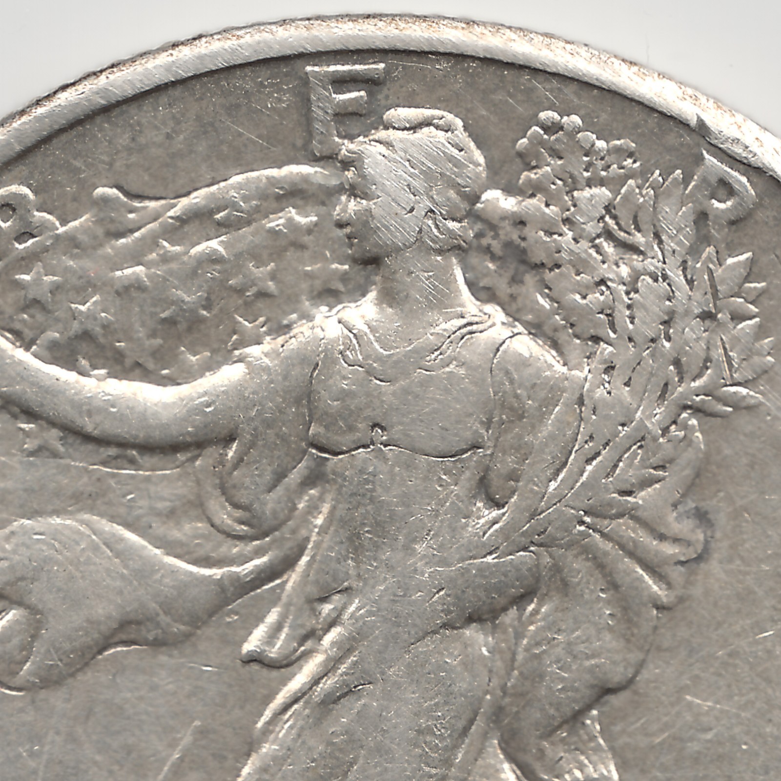 1918 S Walking Liberty Half Dollar, XF, scratched/scraped