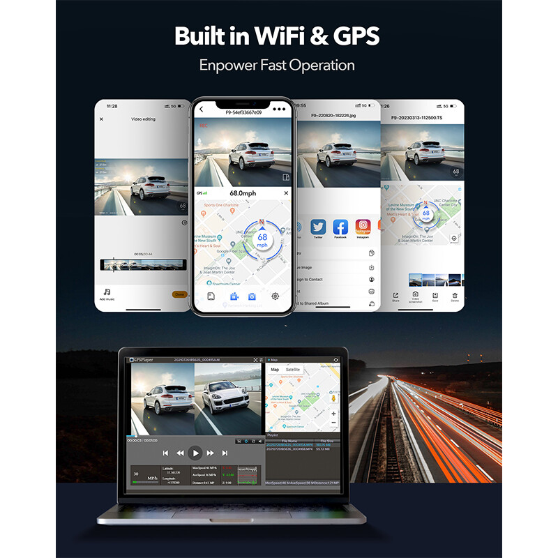 REDTIGER Dash Cam 4K Front and Rear Dash Camera WiFi GPS with Free 32GB SD Card