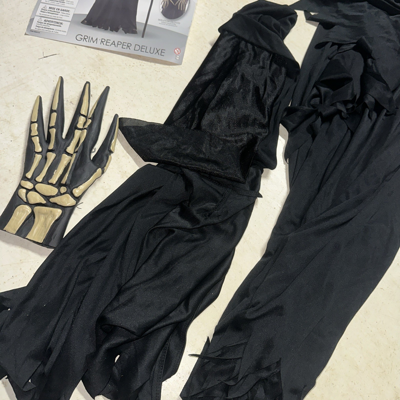 Grim Reaper Children Halloween Costume Large 10-12 Black California Left Glove