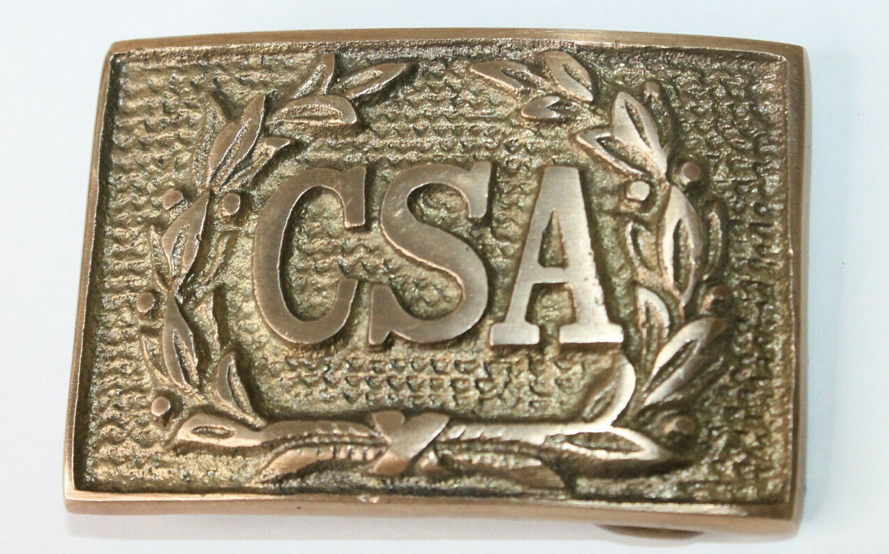 Antique Style Military Civil War Confederate CSA Belt Buckle SOLID Brass WREATH