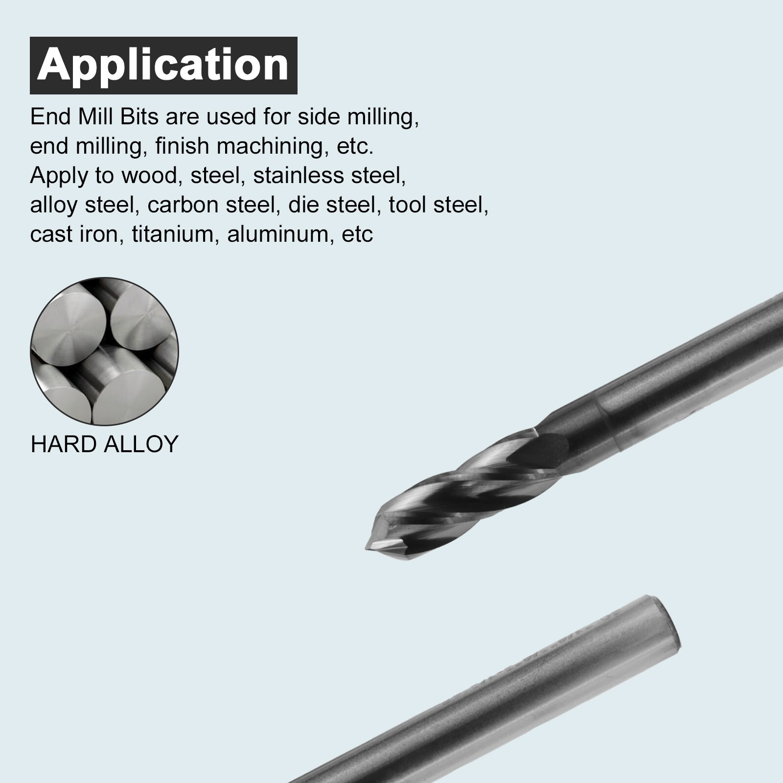 10Pcs 4 Flute 90 Degree 1/4"x3/4"x2-1/2" Solid Carbide Drill Mill - AlTiN Coated