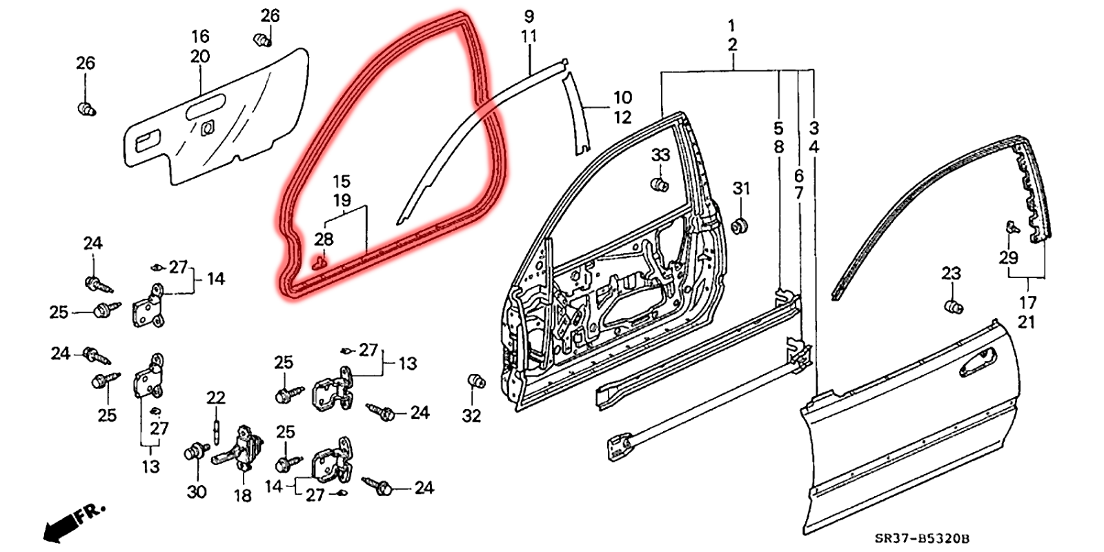 92-95 for Honda Civic EG EH Hatchback 3D EJ Coupe 2D door weatherstrip seal
