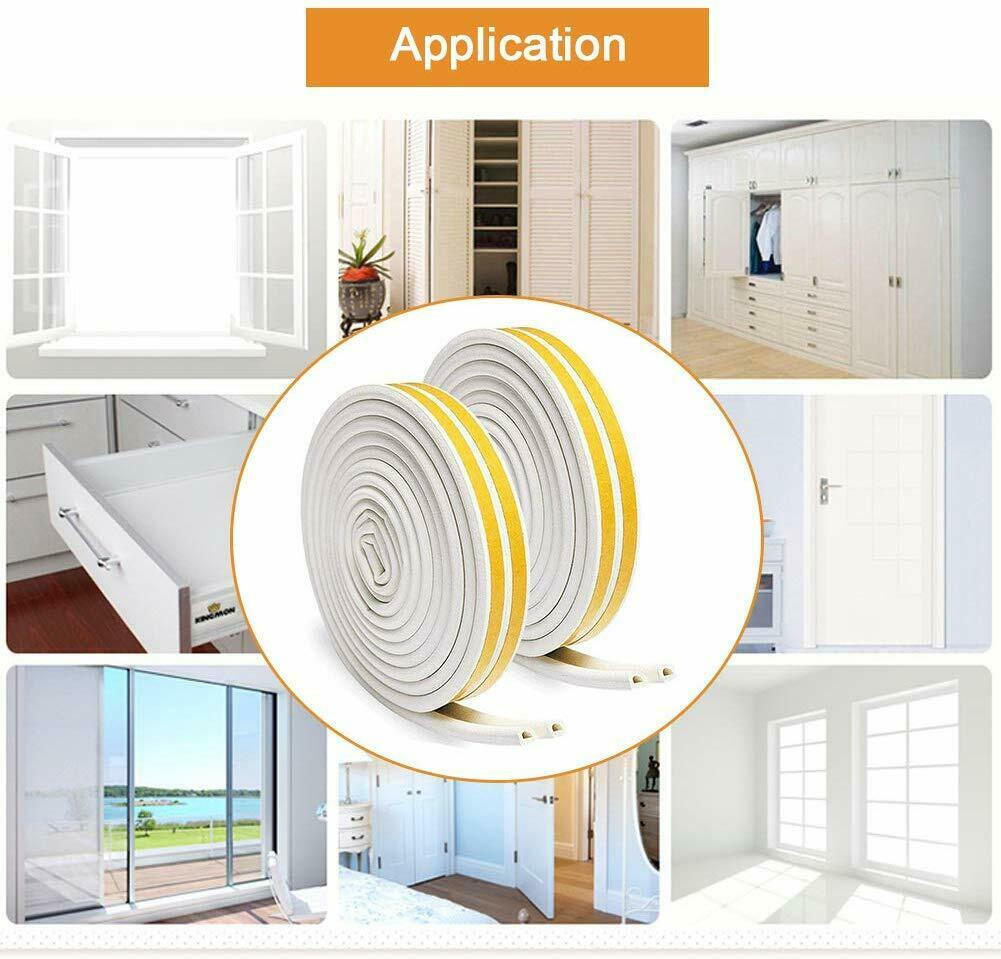 33ft Soundproof Weather Stripping Door Kit Self-Adhesive Rubber Door Seal Strip