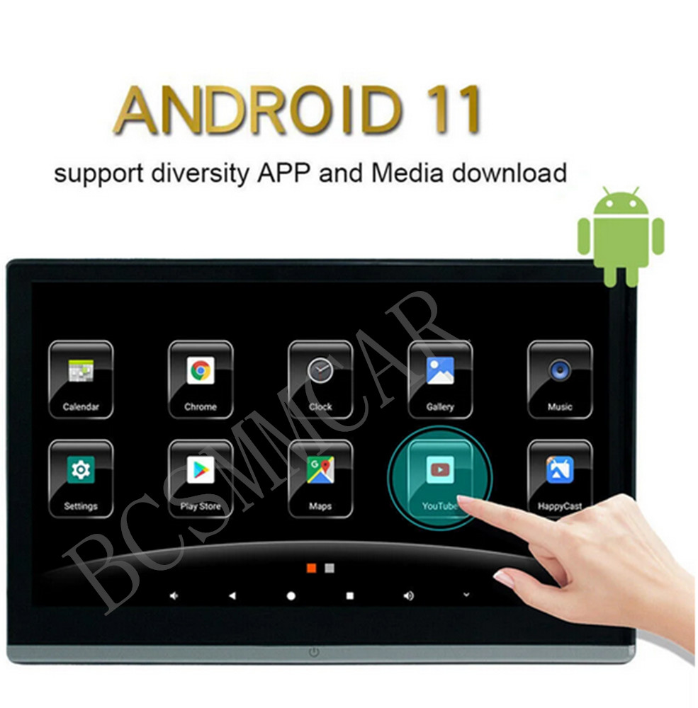 Pair Car Rear Seat TV Player 4K Video Touch Screen Music Headrest Monitor 2G+32G