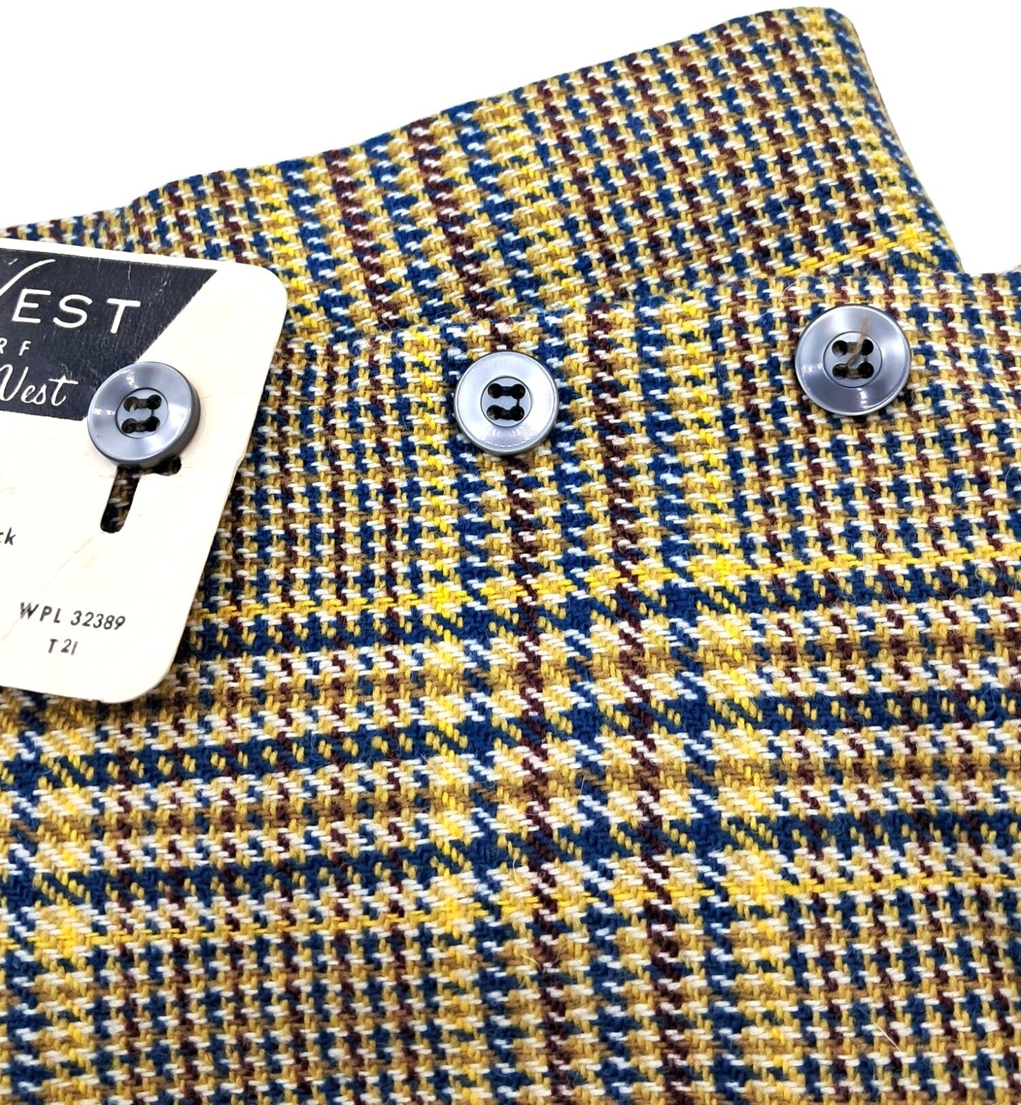 Vintage Scarvest Wool Nylon Plaid Scarf Vest Convertible Accessory Multi Button