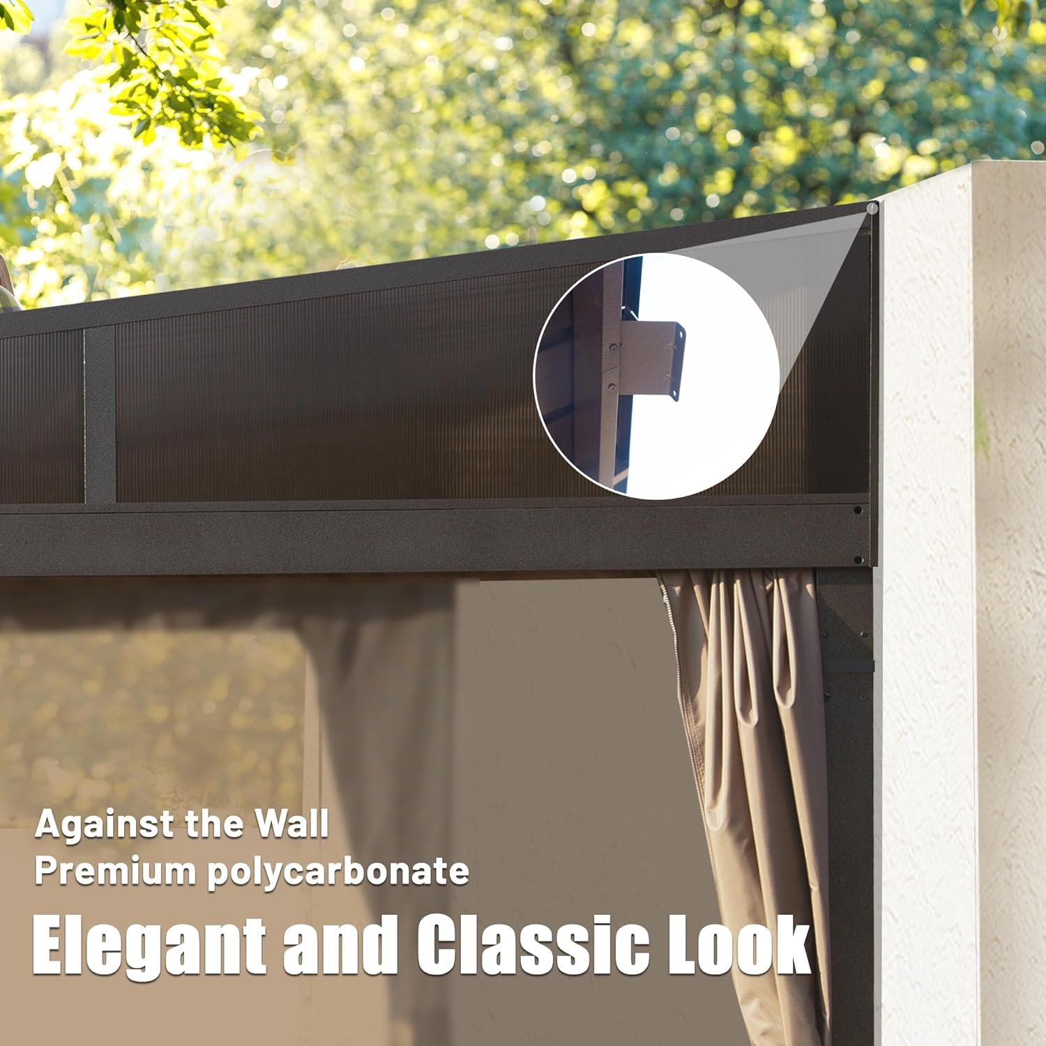 Domi 12x16FT Hardtop Gazebo Against Wall with Steel Roof