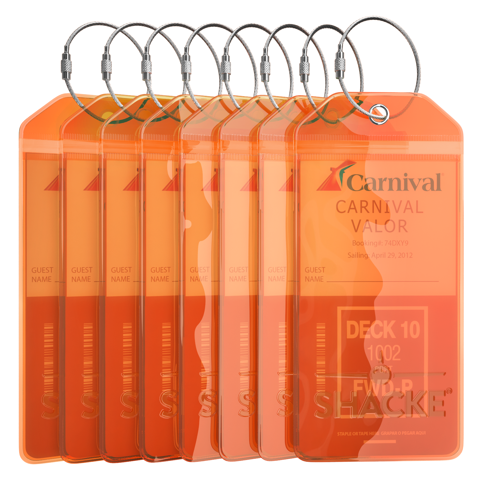 Shacke Cruise Tags Luggage Etag Holders Zip Seal & Steel Loops Thick PVC