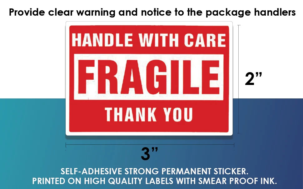 Fragile Stickers 1 Roll 500 2x3 Fragile Label Sticker Handle With Care Mailing