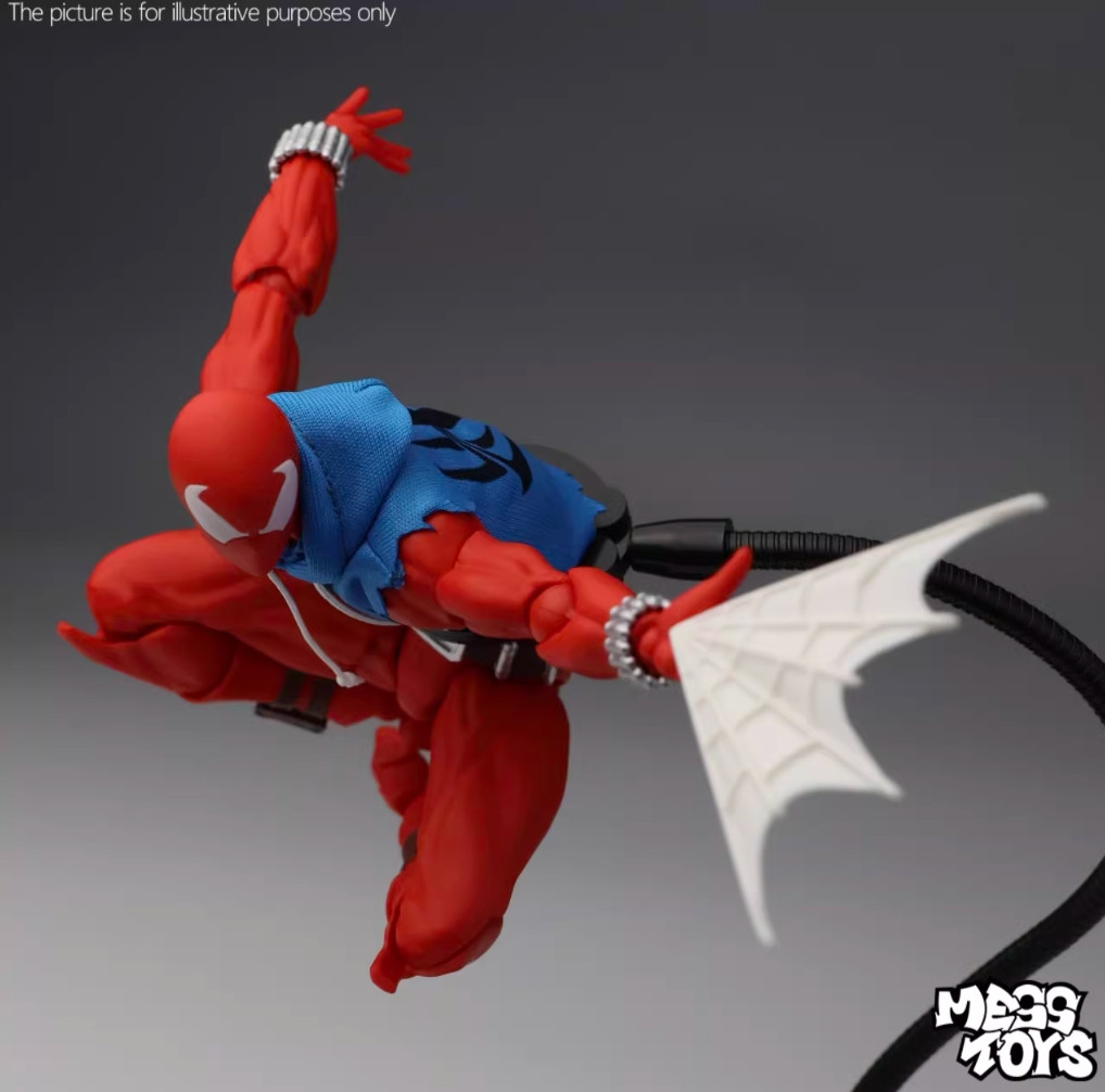 In Stock Mess Toys Spider-Man Scarlet Hero Blue Cloth Battle Suit Action Figure