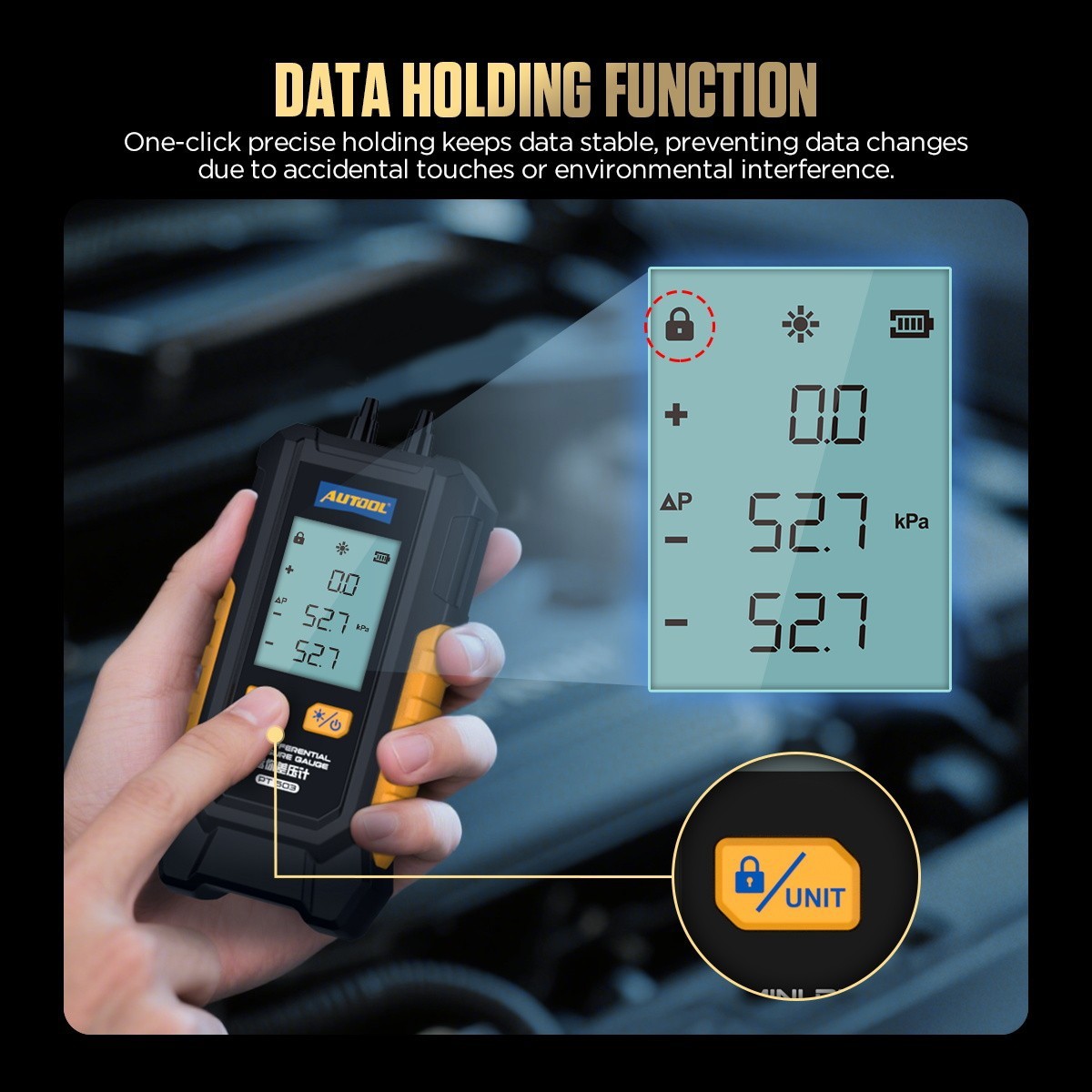 Digital Manometer Portable Differential Gauge Vacuum Pressure Leak Detection