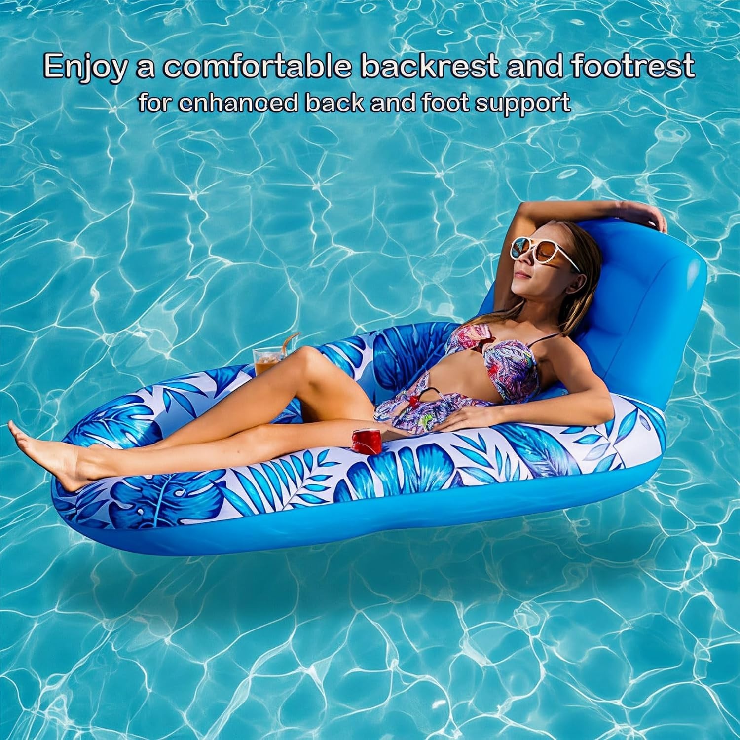 Adult Pool Lounger Recliner Float With Backrest Cup Holders--FREE SHIPPING!