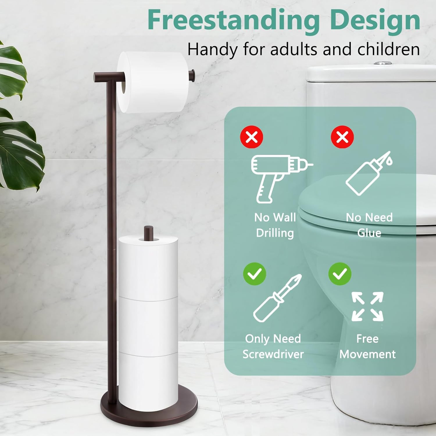 Free Standing Toilet Paper Holder Stand, Oil Rubbed Bronze Toilet Paper Holder w