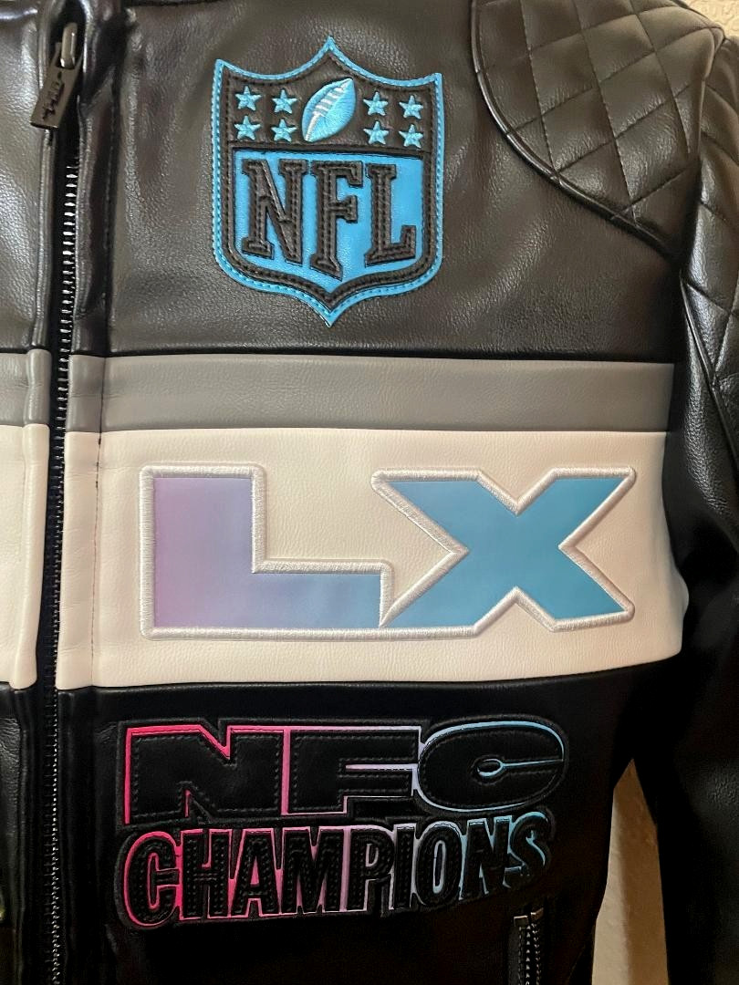 2026 NFL Super Bowl LX San Francisco Moto Leather Jacket Pro Standard Size XL