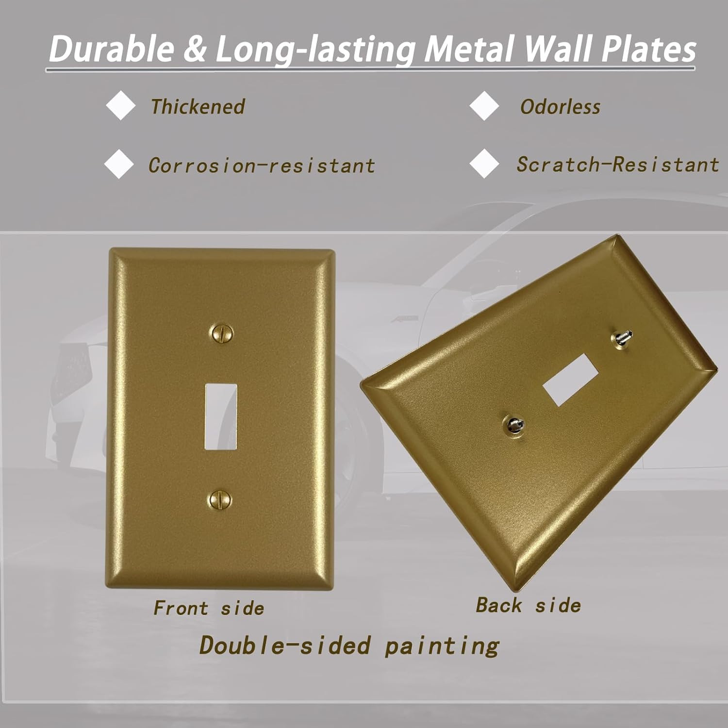 Metal Electrical Outlet Covers, Light Switch Cover Wall Plates, Mid Size Thicker