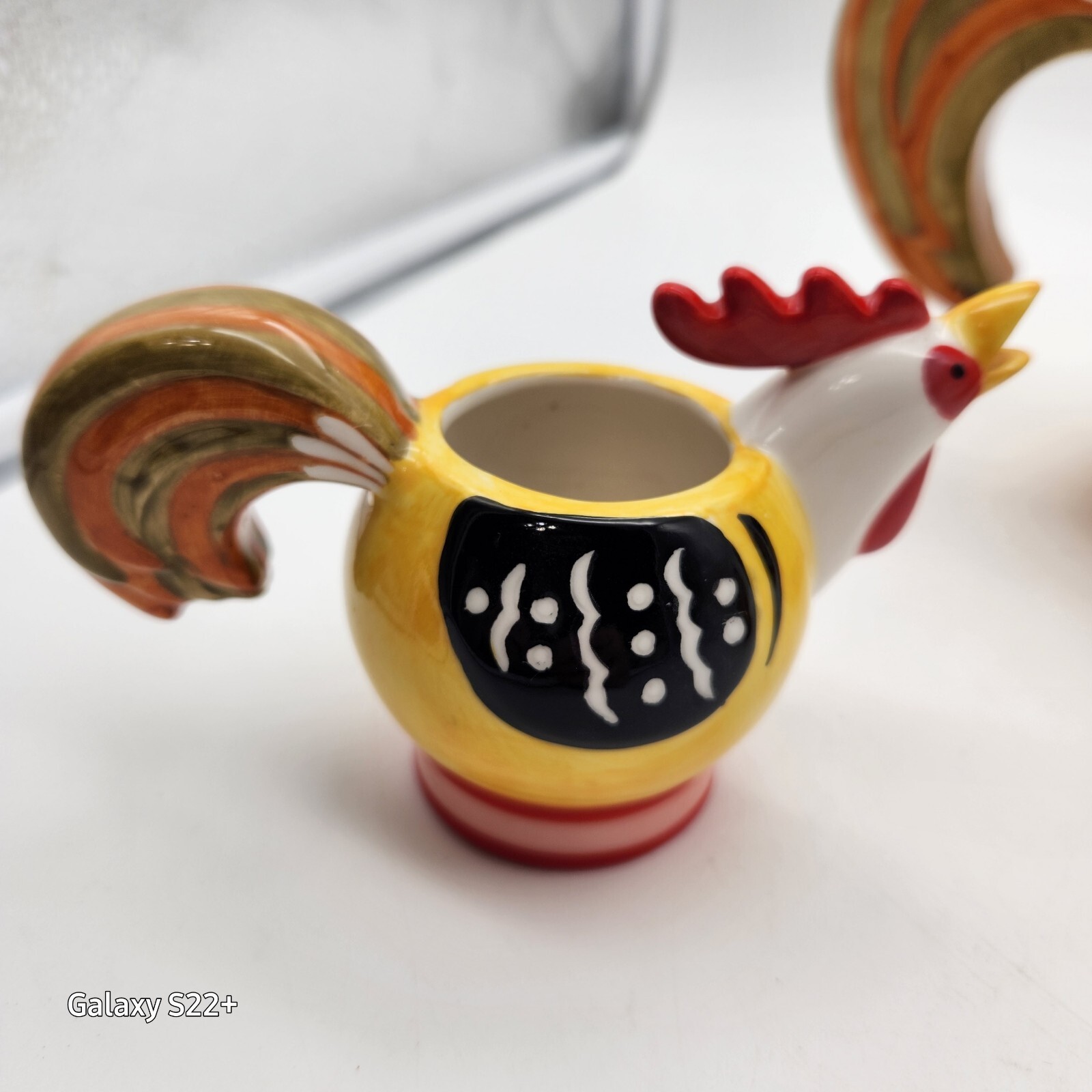 Rooster Teapot Set Creamer Sugar CM Redwine Ceramic Vintage Grannycore Cottage