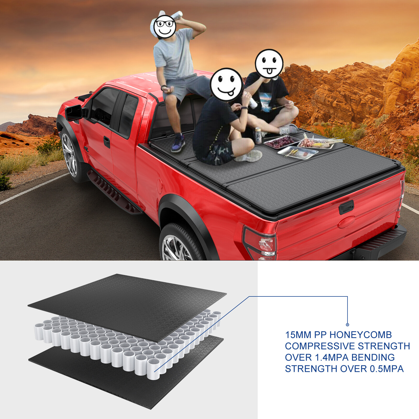 5FT 3-Fold Hard Tonneau Cover For 2015-2023 Chevy Colorado GMC Canyon Truck Bed