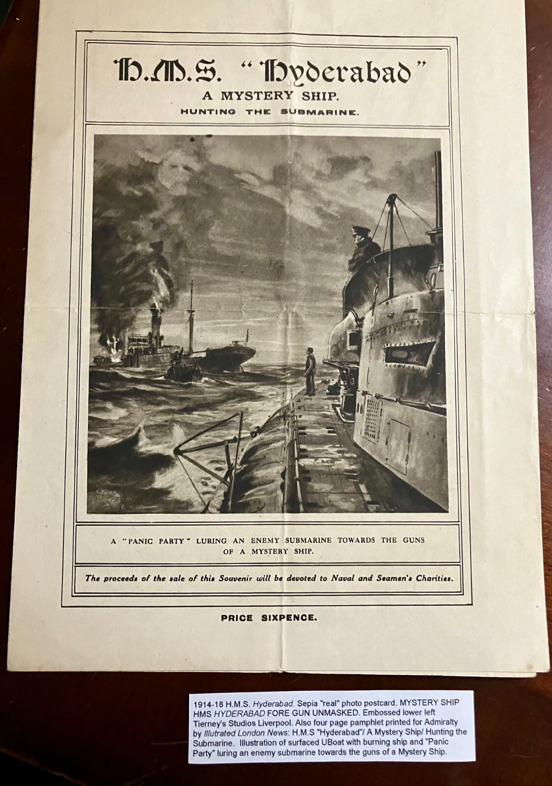 WW1 Q Ship (Mystery Ship) RPPC & Booklet