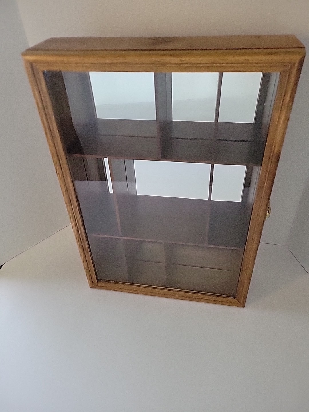 Vtg. Wood/Glass Mirrored Display Cabinet Case-Miniatures Collectibles-Hanging