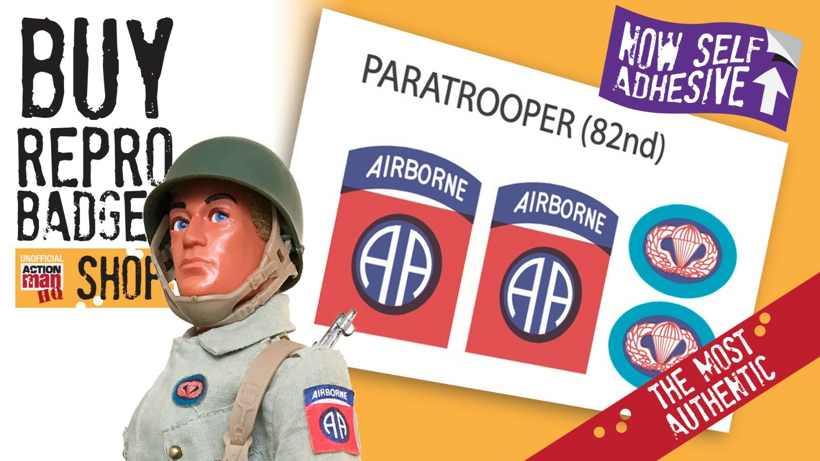 Action Man US Paratrooper Fabric Badges (82nd)