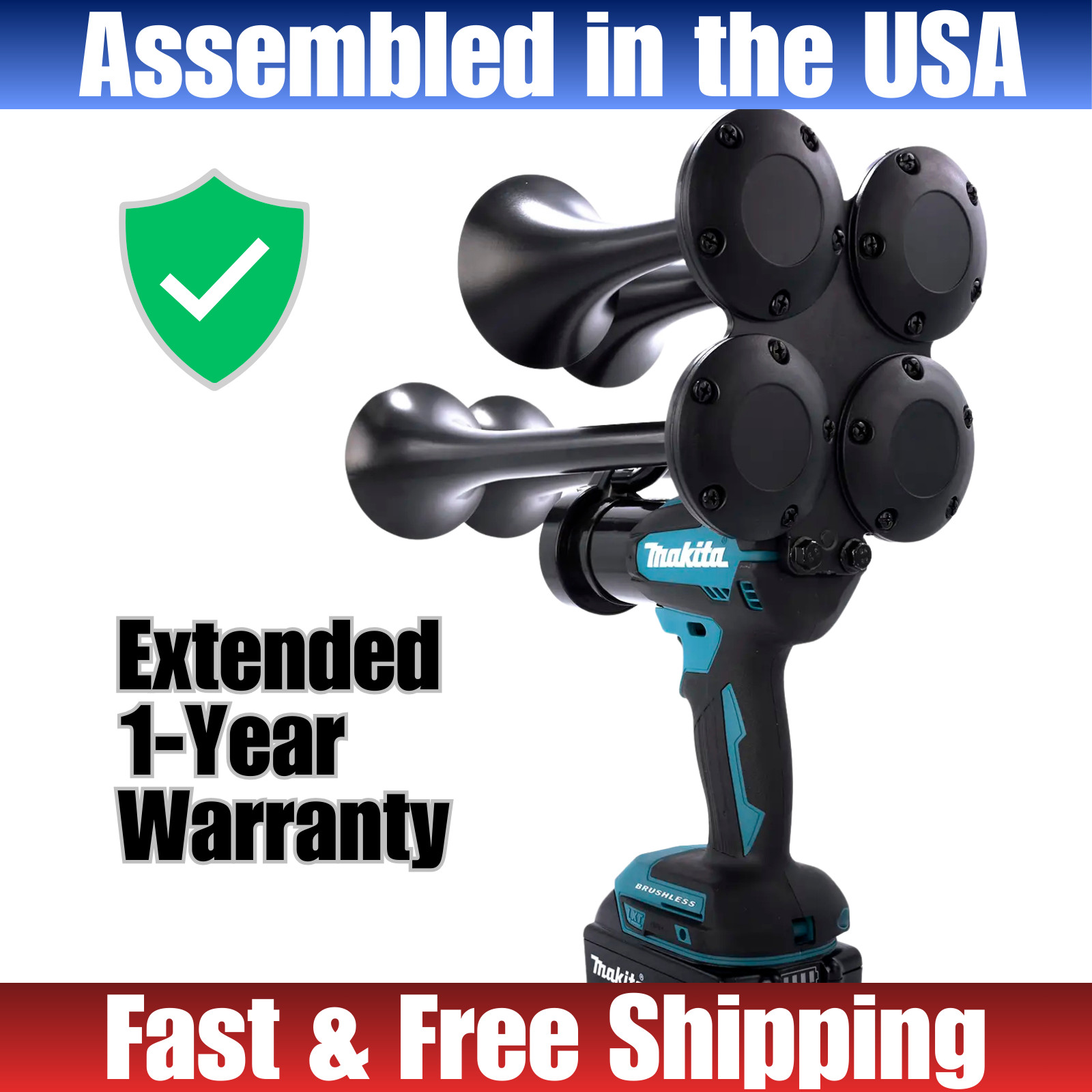 Makita 18 volt Impact Drill Sports Boat Air Train Horn | Two Remotes Included