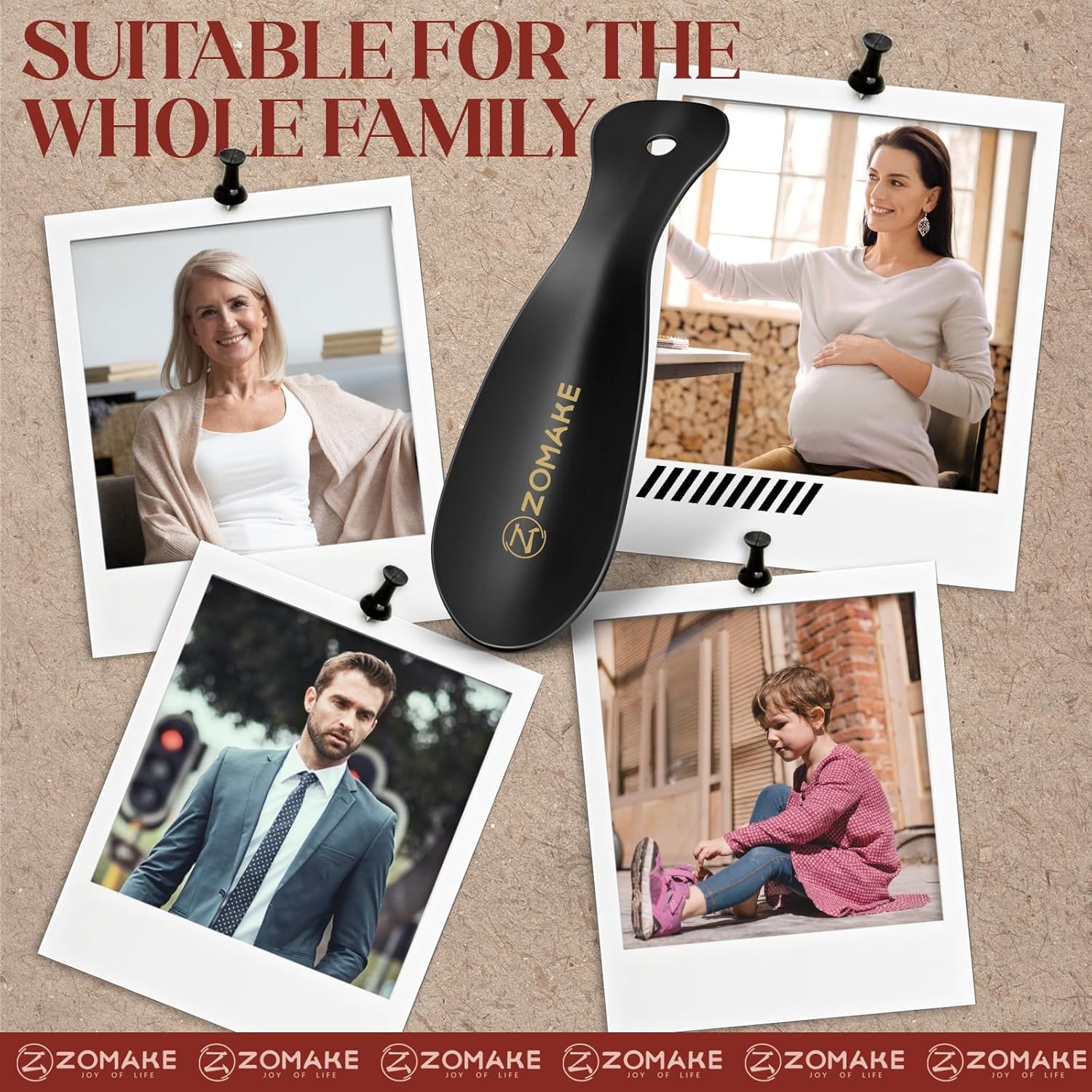 ZOMAKE Metal Shoe Horn, 2 Pack Stainless Steel Shoehorn 7.5 Inches Portable...