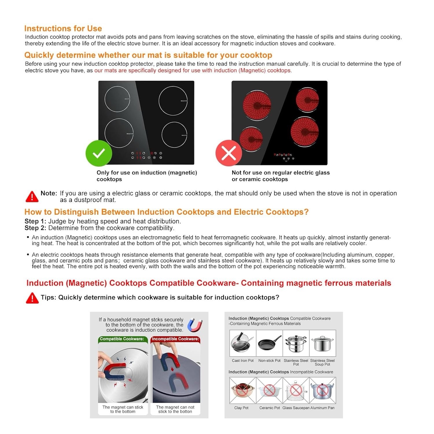 Large Induction Cooktop Protector Mat, (Magnetic) Electric Stove Burner Covers