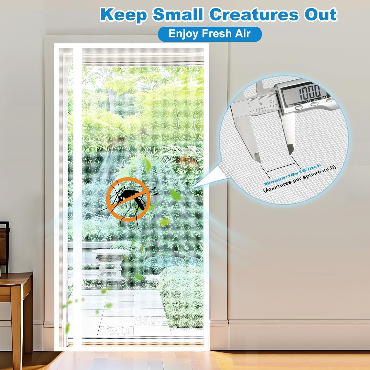 Side Opening Magnetic Screen Door, Fit Door Size 36 x 96in Reversible White