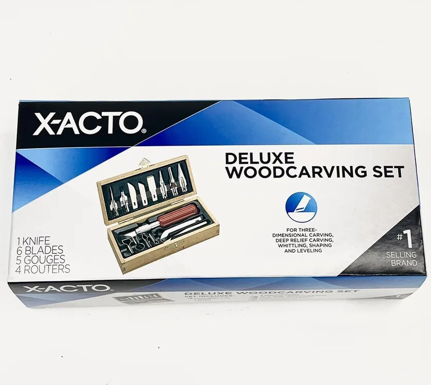 X-ACTO Deluxe Woodcarving Set Hobby Knife Wood Case 16 Piece Blades Gouges X5175