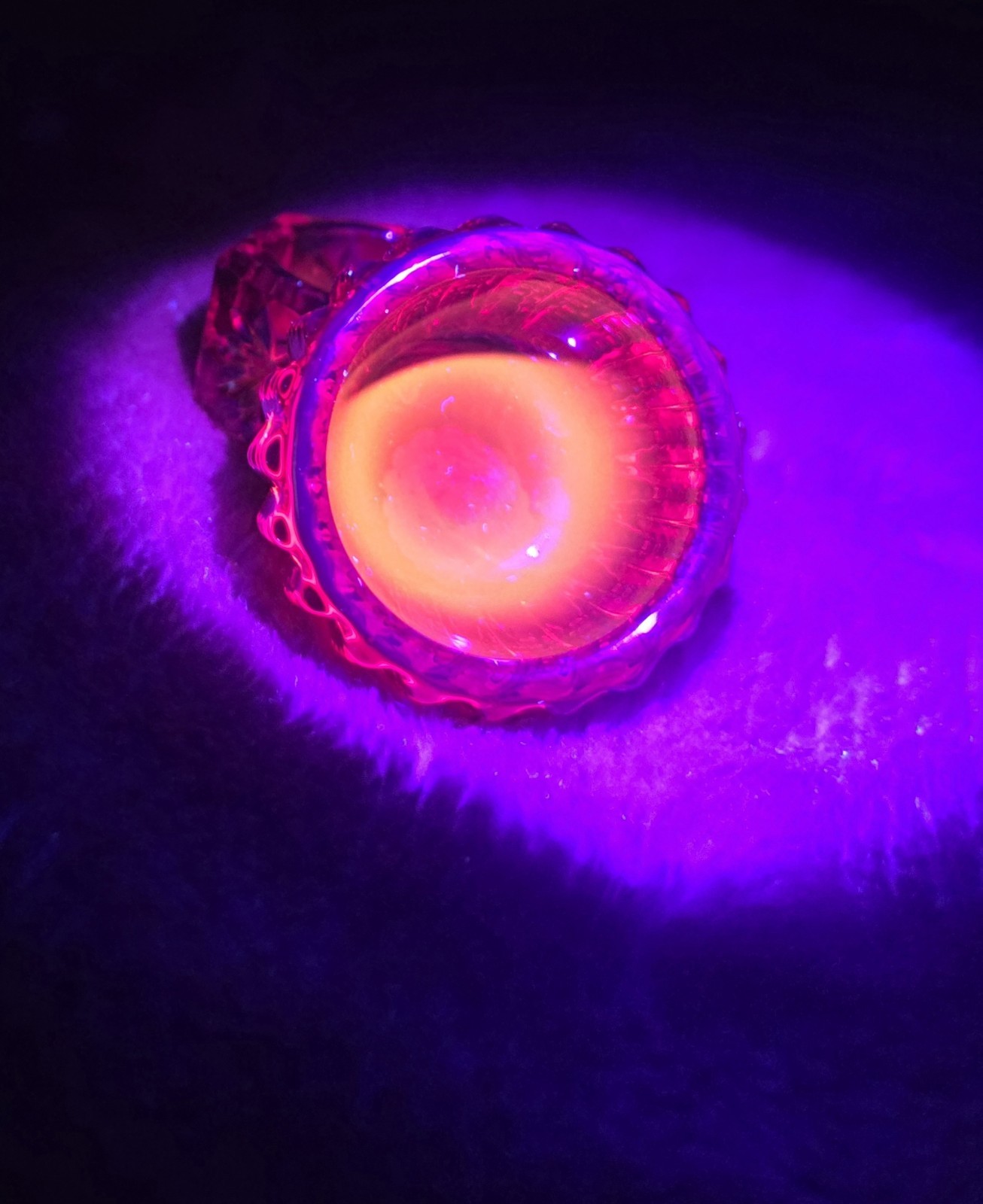 Ruby Red Imperial Glass Salt Well Zipper Pattern 2" Vintage~ RARE FIND