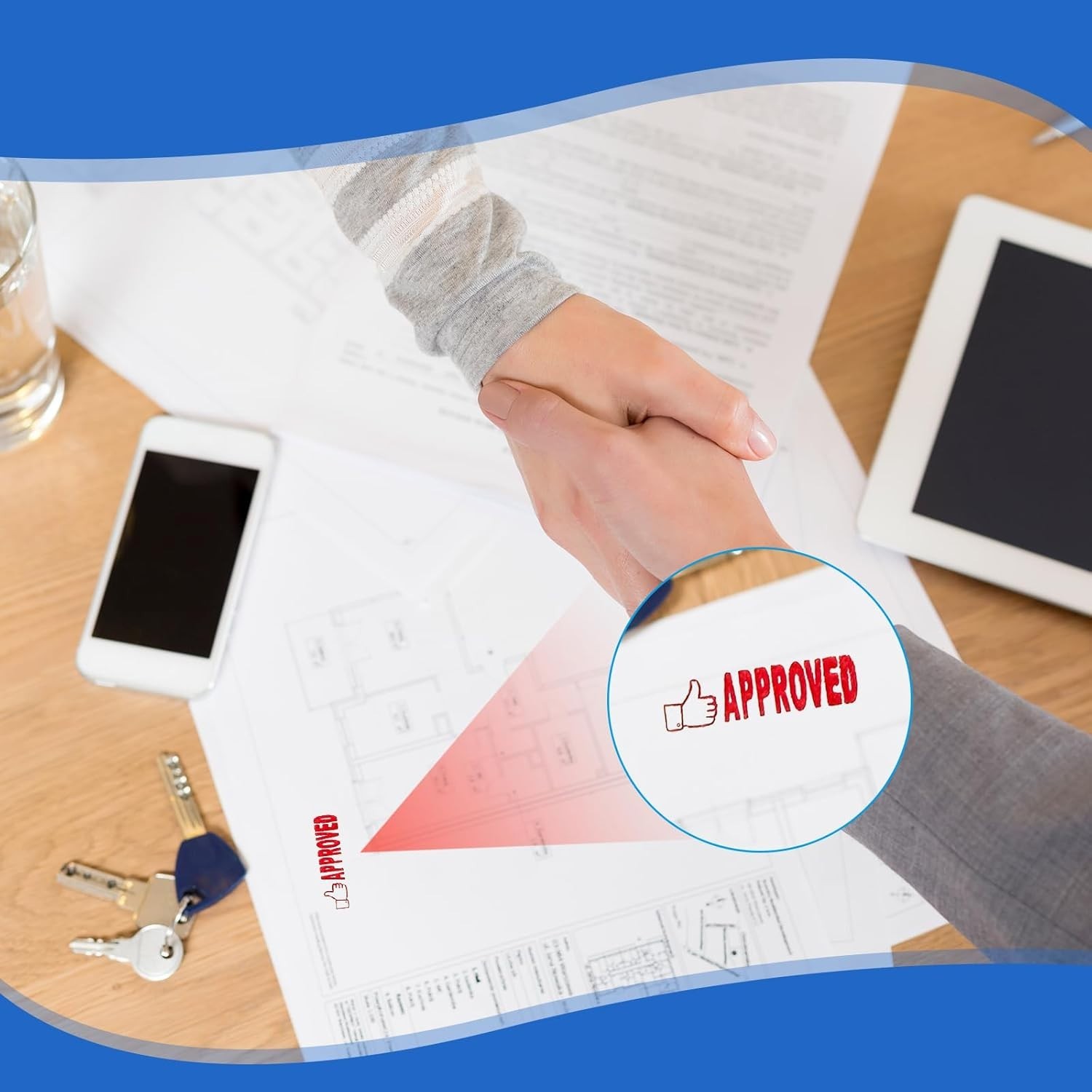 8PCS Office Stamps Set, Paid Scanned Approved Copy Faxed Completed Entered Re...