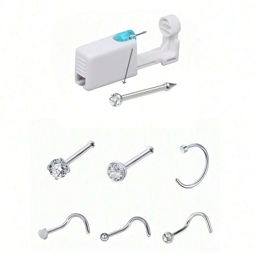 Nose Piercing Gun 7X Self Piercing Rivet Gun For Nose Ear Painless Piercing Gun