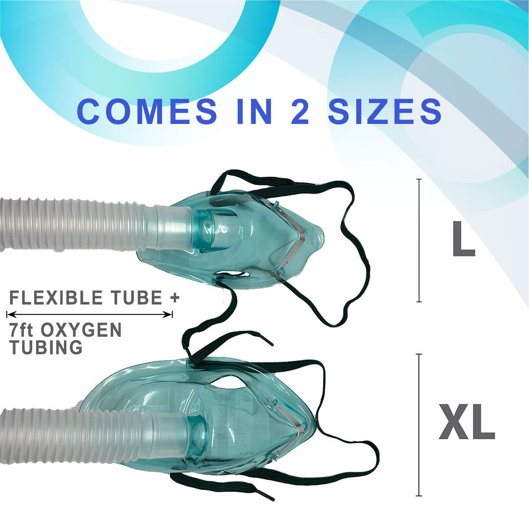 Endure Adjustable Adult Oxygen Venturi Mask with Accessories, Large Size