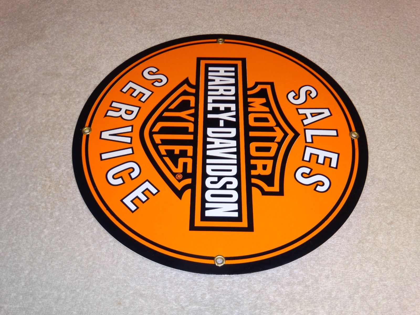 VINTAGE HARLEY DAVIDSON MOTORCYCLE SALES SERVICE DEALER PORCELAIN GASOLINE SIGN!