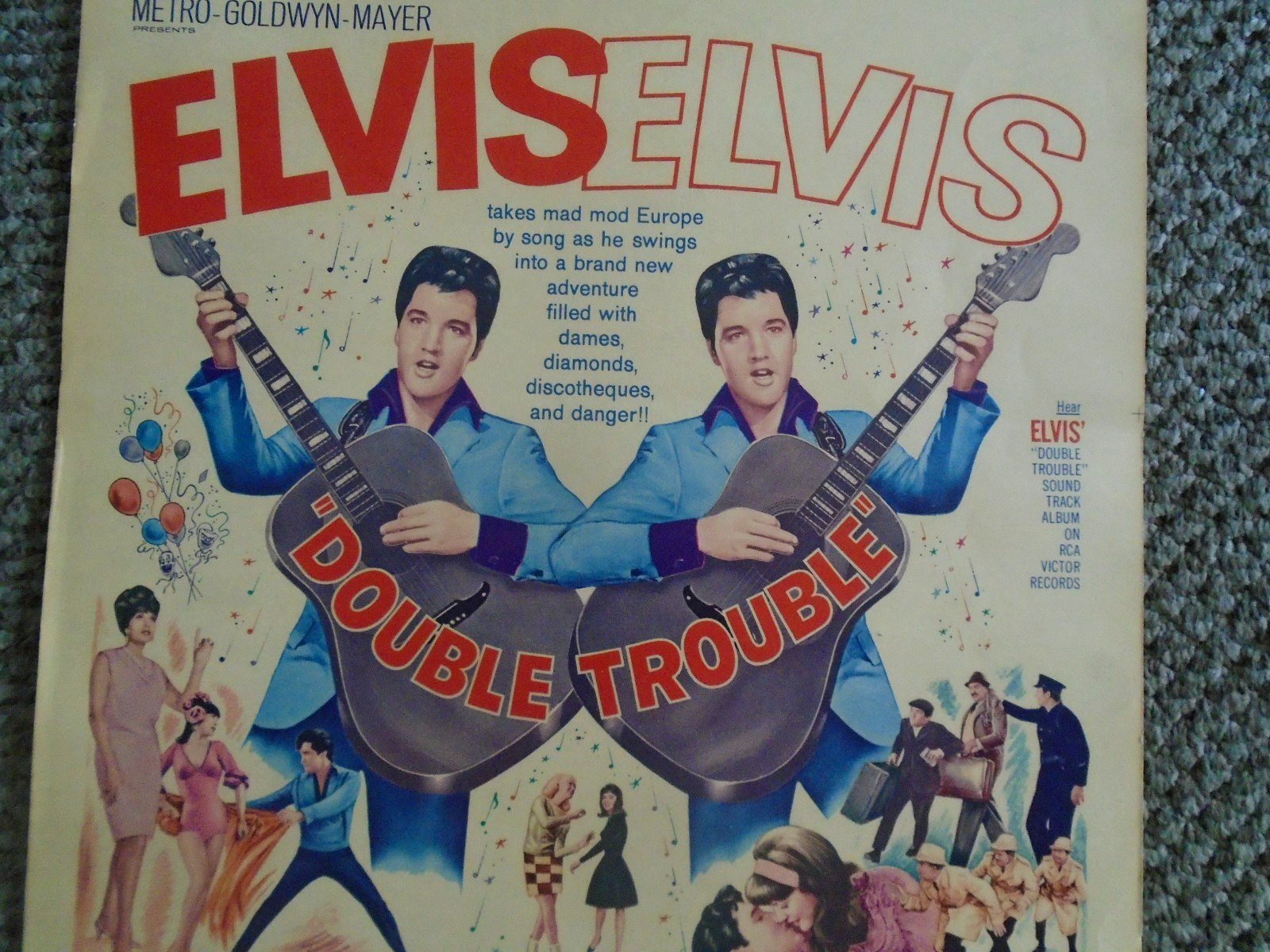 ORIGINAL CONCERT/MOVIE POSTER-ELVIS IN DOUBEL TROUBLE-1966_14 X 22 INCHES-NM
