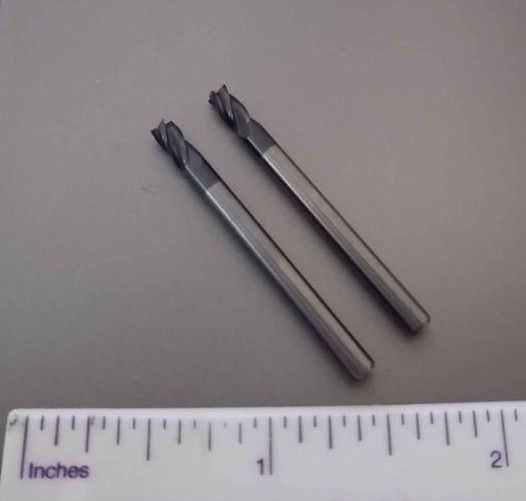 Qty 2, 1/8" carbide end mill altin coated made in usa