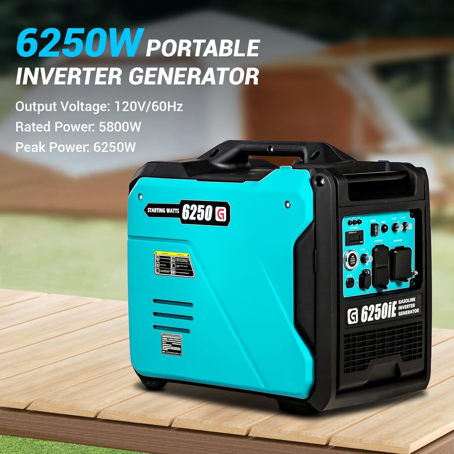 6250W Gas Powered Portable Inverter Generator with Remote Electric Start