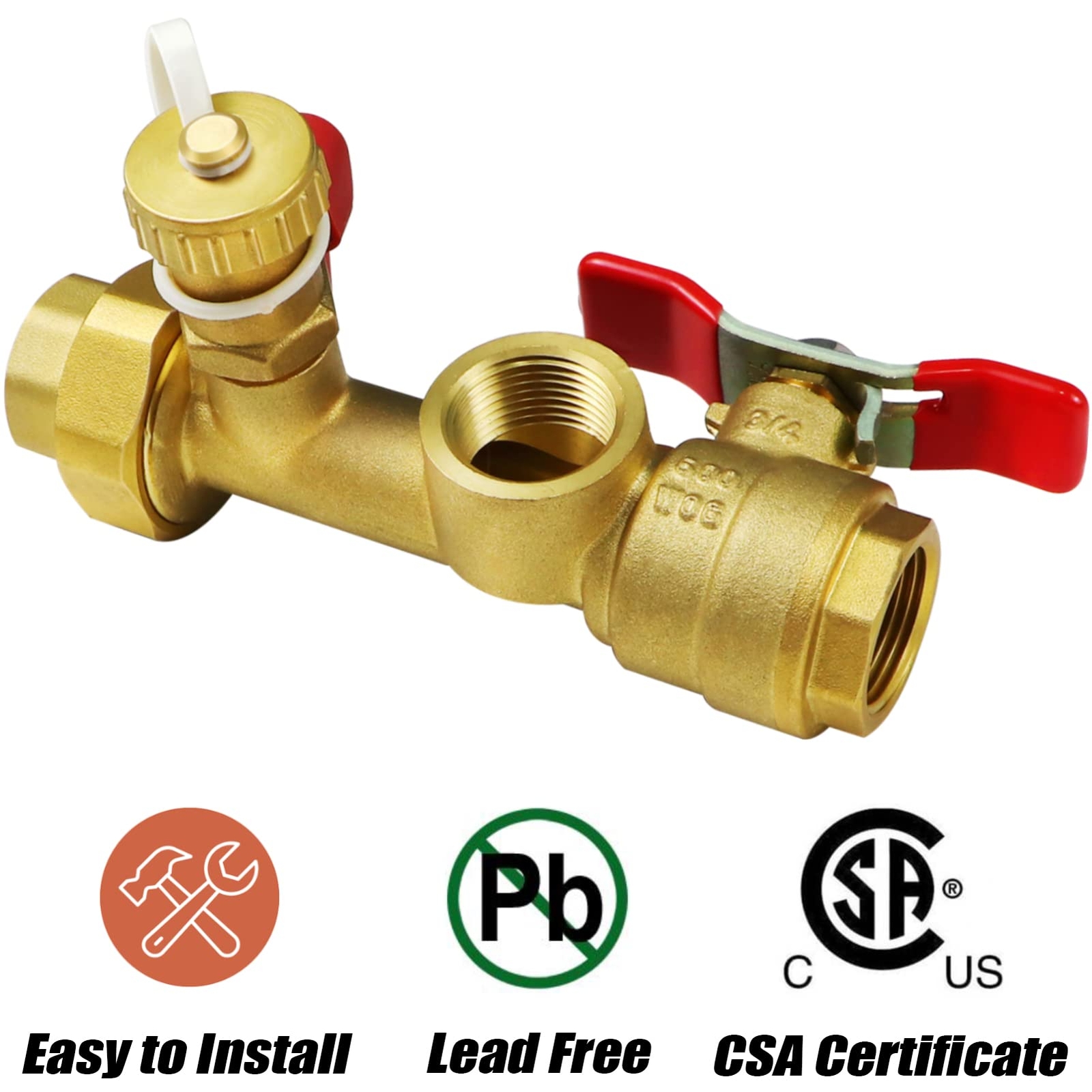 3/4 inch Tankless Water Heater Isolation Valve Kit Pressure Relief CSA approved