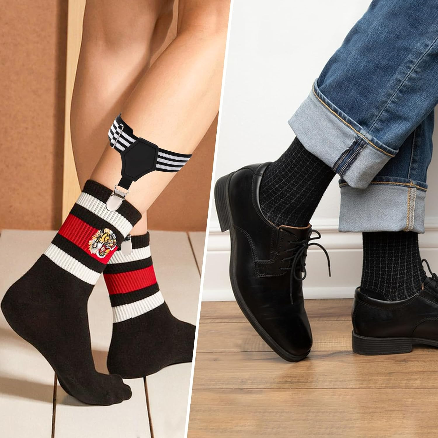 2 Pack Adjustable Men'S Sock Garters Suspenders Non Slip Sock Strap Suspenders