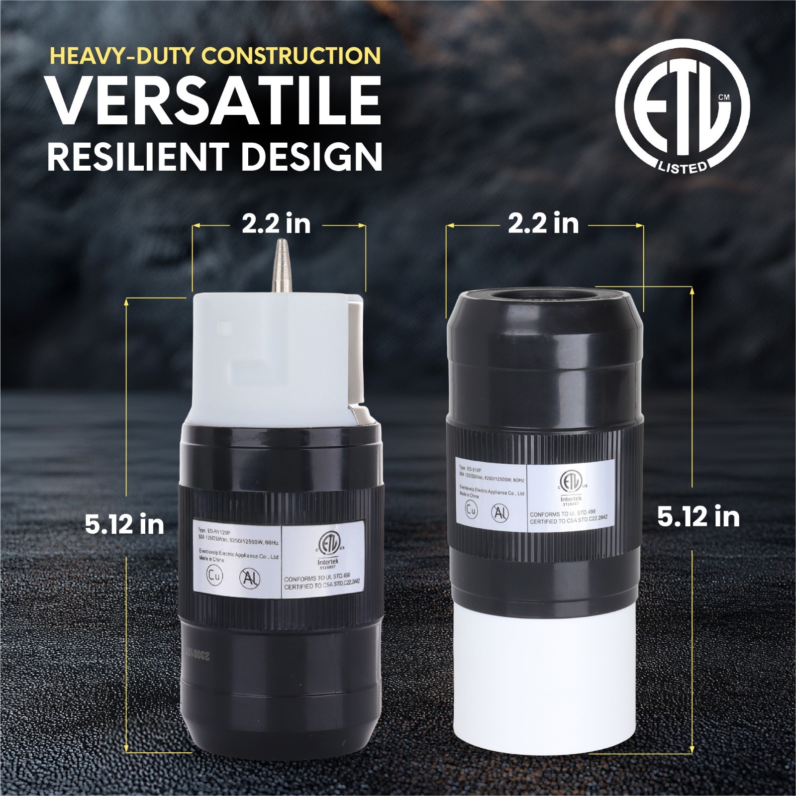 50A Generator Plug Set (Male & Female), CS6364/CS6365 Twist Lock, 125/250V