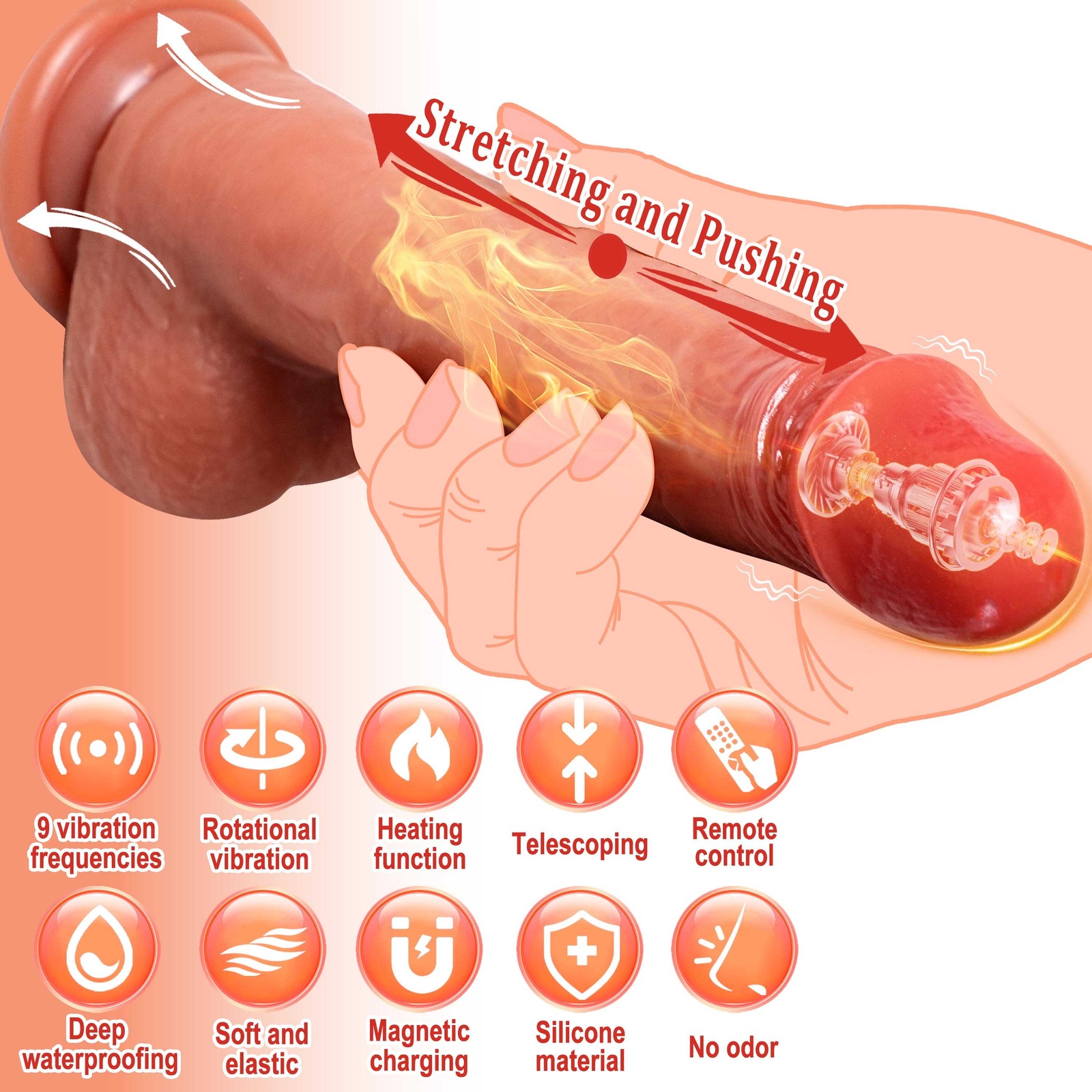 Thrusting Anal Butt Plug Dildo Vibrator Prostate Massager Sex Toys for Men Women