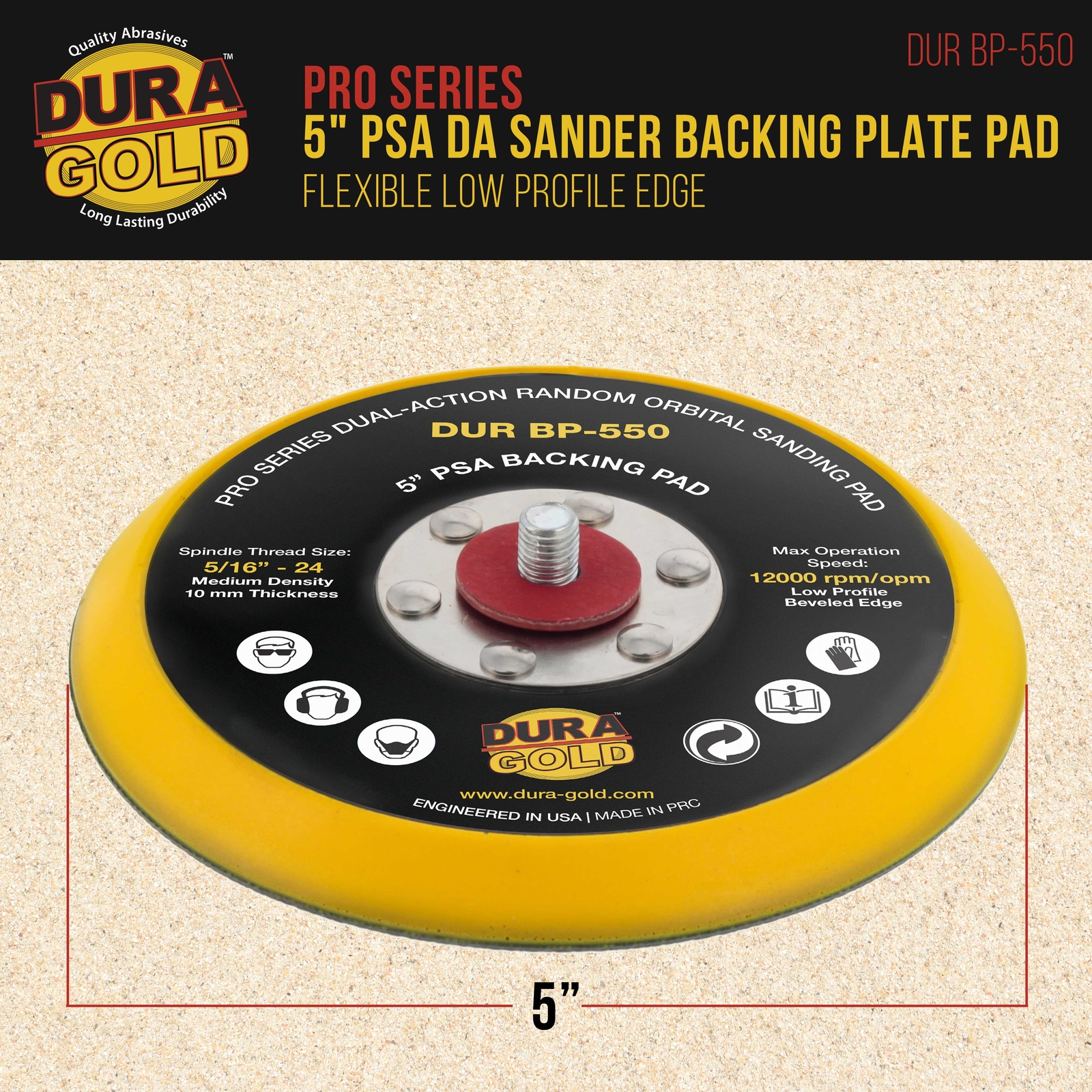 5" PSA DA Sander Backing Plate Pad, Flexible, Dual-Action Random Orbital Sanding