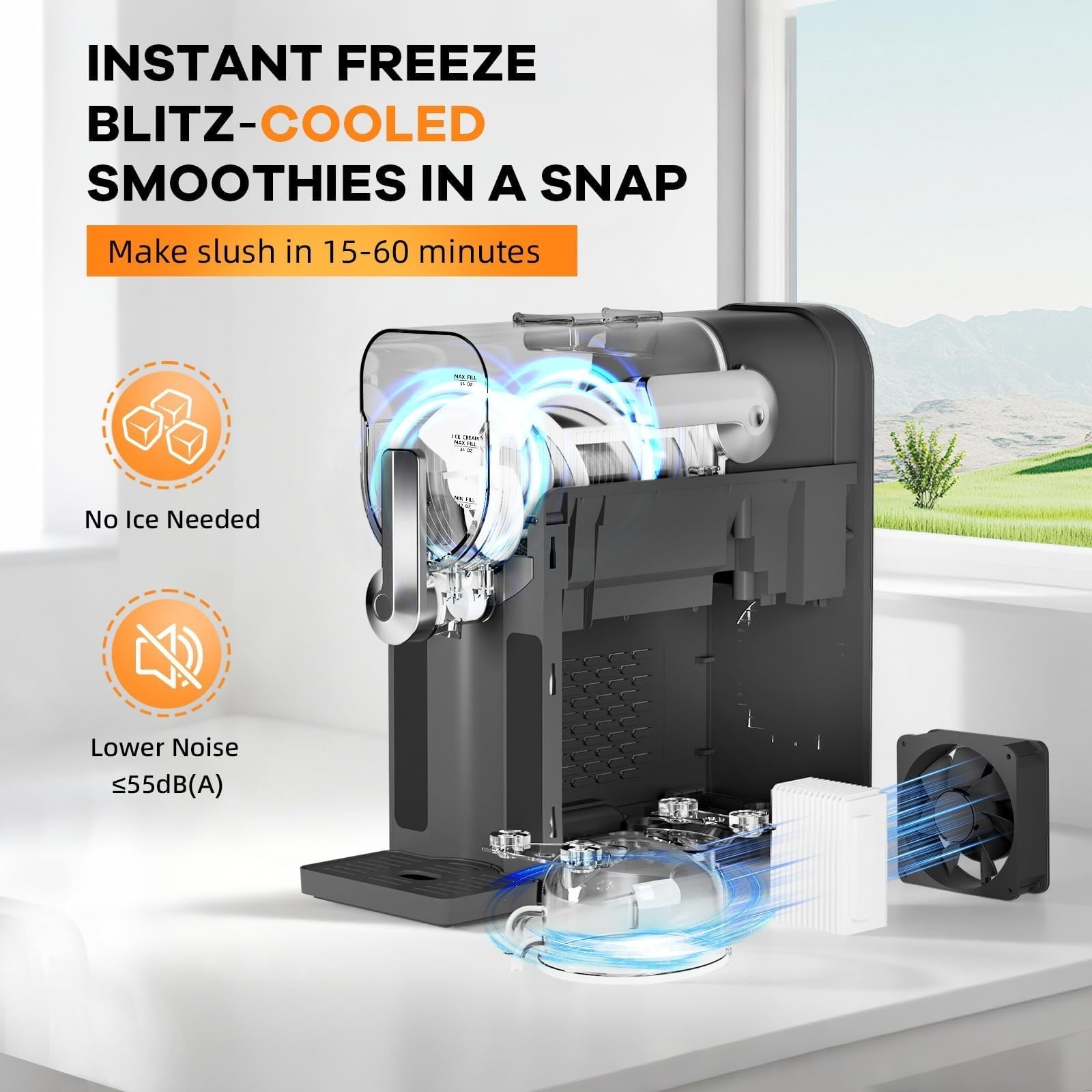 Slushie Machine for Home No Ice Needed 88 oz Large Capacity for Frozen Margarita