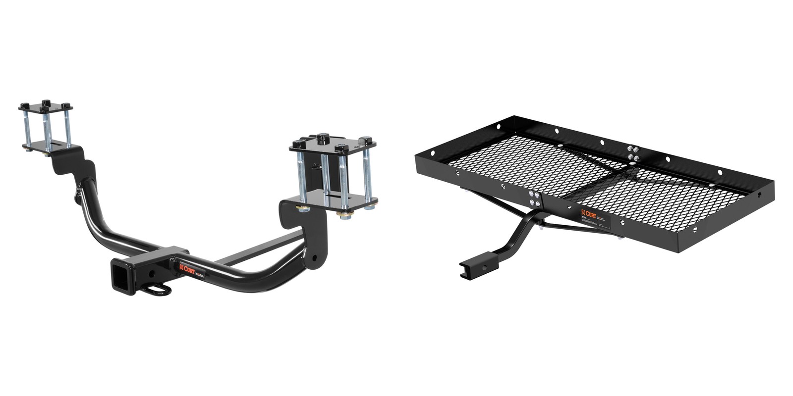 Trailer Hitch + Cargo Carrier Tray Fixed 300lbs CURT Class 3 2in Receiver #13177