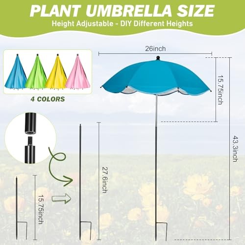 4 Pack Plant Umbrellas for Outdoor Plants,26" Larger Garden Umbrella Sun Shade