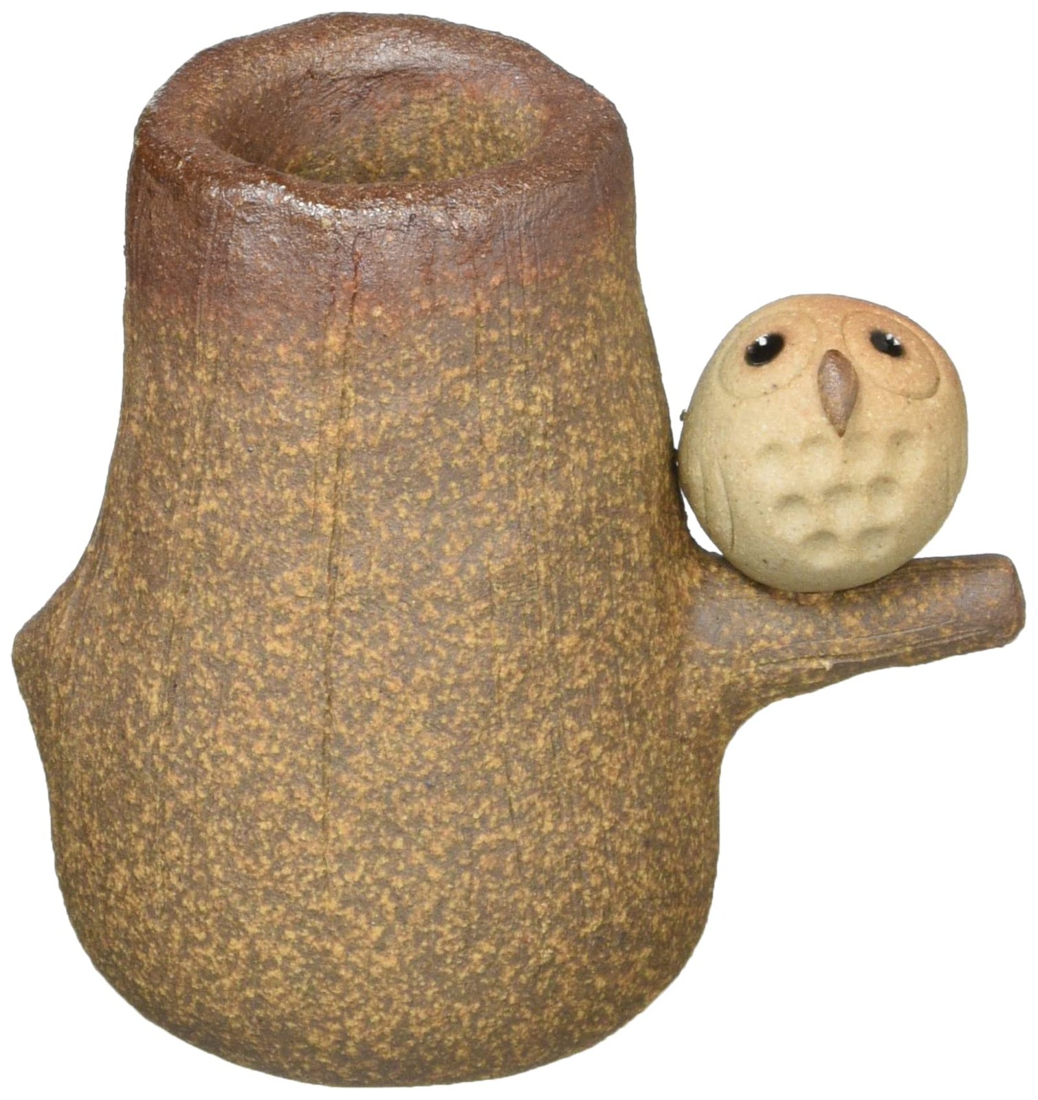 Shigaraki Ware Small Owl Flower Vase Brown Ceramic Japanese Pottery